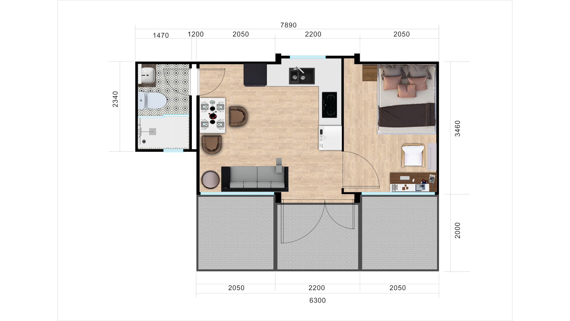 one bedroom layout
